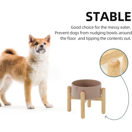 Havniva Ceramic 7.3inch Raised Double Bowls Set with Wooden Stand, Food & Water Bowls for Medium Breed Dogs, Weighted Dog Dishes, Pet Feeder( Light Green) Havniva Ceramic 7.3inch Raised Double Bowls Set with Wooden Stand, Food & Water Bowls for Medium Breed Dogs, Weighted Dog Dishes, Pet Feeder( Light Green)