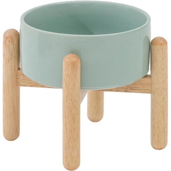 Havniva Ceramic 7.3inch Raised Double Bowls Set with Wooden Stand, Food & Water Bowls for Medium Breed Dogs, Weighted Dog Dishes, Pet Feeder( Light Green) Havniva Ceramic 7.3inch Raised Double Bowls Set with Wooden Stand, Food & Water Bowls for Medium Breed Dogs, Weighted Dog Dishes, Pet Feeder( Light Green)