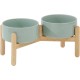 Havniva Ceramic 7.3inch Raised Double Bowls Set with Wooden Stand, Food & Water Bowls for Medium Breed Dogs, Weighted Dog Dishes, Pet Feeder( Light Green) Havniva Ceramic 7.3inch Raised Double Bowls Set with Wooden Stand, Food & Water Bowls for Medium Breed Dogs, Weighted Dog Dishes, Pet Feeder( Light Green)