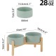 Havniva Ceramic 7.3inch Raised Double Bowls Set with Wooden Stand, Food & Water Bowls for Medium Breed Dogs, Weighted Dog Dishes, Pet Feeder( Light Green) Havniva Ceramic 7.3inch Raised Double Bowls Set with Wooden Stand, Food & Water Bowls for Medium Breed Dogs, Weighted Dog Dishes, Pet Feeder( Light Green)