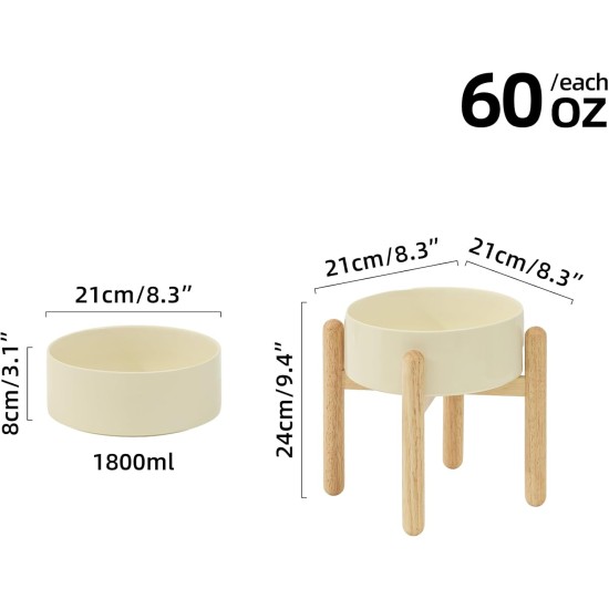 Havniva Ceramic 7.3inch Raised Double Bowls Set with Wooden Stand, Food & Water Bowls for Medium Breed Dogs, Weighted Dog Dishes, Pet Feeder( Light Green) Havniva Ceramic 7.3inch Raised Double Bowls Set with Wooden Stand, Food & Water Bowls for Medium Breed Dogs, Weighted Dog Dishes, Pet Feeder( Light Green)