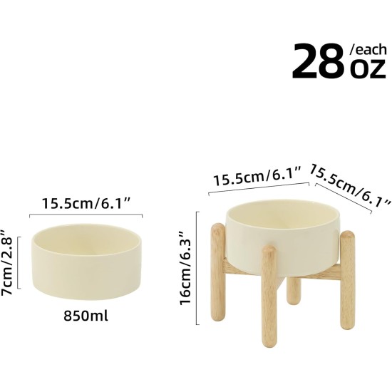 Havniva Ceramic 7.3inch Raised Double Bowls Set with Wooden Stand, Food & Water Bowls for Medium Breed Dogs, Weighted Dog Dishes, Pet Feeder( Light Green) Havniva Ceramic 7.3inch Raised Double Bowls Set with Wooden Stand, Food & Water Bowls for Medium Breed Dogs, Weighted Dog Dishes, Pet Feeder( Light Green)