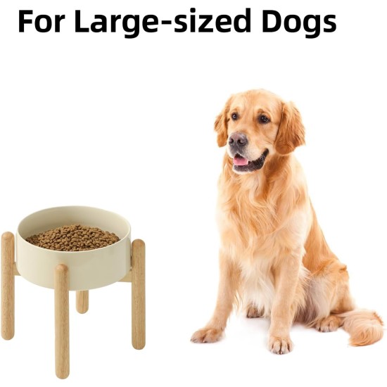 Havniva Ceramic 7.3inch Raised Double Bowls Set with Wooden Stand, Food & Water Bowls for Medium Breed Dogs, Weighted Dog Dishes, Pet Feeder( Light Green) Havniva Ceramic 7.3inch Raised Double Bowls Set with Wooden Stand, Food & Water Bowls for Medium Breed Dogs, Weighted Dog Dishes, Pet Feeder( Light Green)