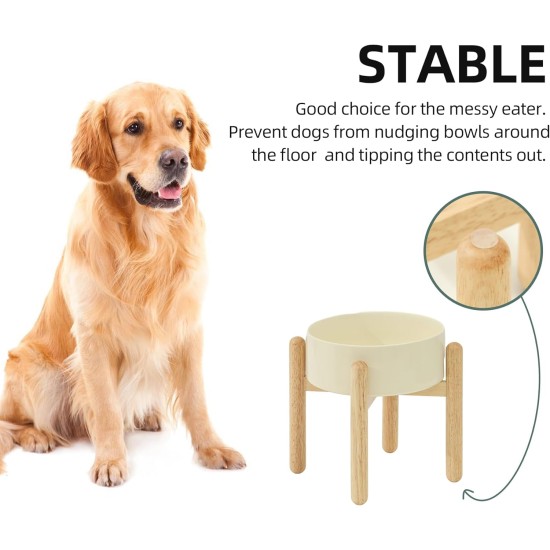 Havniva Ceramic 7.3inch Raised Double Bowls Set with Wooden Stand, Food & Water Bowls for Medium Breed Dogs, Weighted Dog Dishes, Pet Feeder( Light Green) Havniva Ceramic 7.3inch Raised Double Bowls Set with Wooden Stand, Food & Water Bowls for Medium Breed Dogs, Weighted Dog Dishes, Pet Feeder( Light Green)