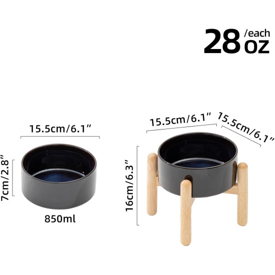 Havniva Ceramic 7.3inch Raised Double Bowls Set with Wooden Stand, Food & Water Bowls for Medium Breed Dogs, Weighted Dog Dishes, Pet Feeder( Light Green) Havniva Ceramic 7.3inch Raised Double Bowls Set with Wooden Stand, Food & Water Bowls for Medium Breed Dogs, Weighted Dog Dishes, Pet Feeder( Light Green)
