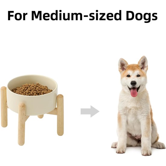 Havniva Ceramic 7.3inch Raised Double Bowls Set with Wooden Stand, Food & Water Bowls for Medium Breed Dogs, Weighted Dog Dishes, Pet Feeder( Light Green) Havniva Ceramic 7.3inch Raised Double Bowls Set with Wooden Stand, Food & Water Bowls for Medium Breed Dogs, Weighted Dog Dishes, Pet Feeder( Light Green)