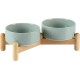 Havniva Ceramic 7.3inch Raised Double Bowls Set with Wooden Stand, Food & Water Bowls for Medium Breed Dogs, Weighted Dog Dishes, Pet Feeder( Light Green) Havniva Ceramic 7.3inch Raised Double Bowls Set with Wooden Stand, Food & Water Bowls for Medium Breed Dogs, Weighted Dog Dishes, Pet Feeder( Light Green)
