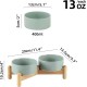 Havniva Ceramic 7.3inch Raised Double Bowls Set with Wooden Stand, Food & Water Bowls for Medium Breed Dogs, Weighted Dog Dishes, Pet Feeder( Light Green) Havniva Ceramic 7.3inch Raised Double Bowls Set with Wooden Stand, Food & Water Bowls for Medium Breed Dogs, Weighted Dog Dishes, Pet Feeder( Light Green)