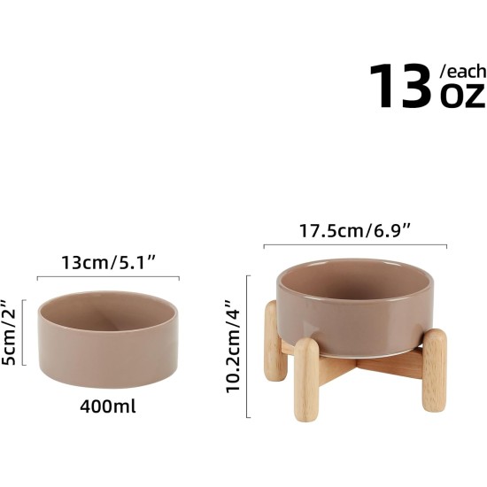 Havniva Ceramic 7.3inch Raised Double Bowls Set with Wooden Stand, Food & Water Bowls for Medium Breed Dogs, Weighted Dog Dishes, Pet Feeder( Light Green) Havniva Ceramic 7.3inch Raised Double Bowls Set with Wooden Stand, Food & Water Bowls for Medium Breed Dogs, Weighted Dog Dishes, Pet Feeder( Light Green)