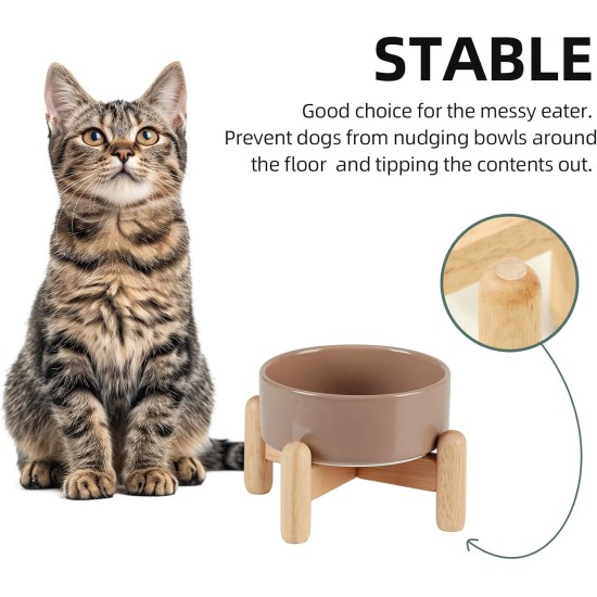 Havniva Ceramic 7.3inch Raised Double Bowls Set with Wooden Stand, Food & Water Bowls for Medium Breed Dogs, Weighted Dog Dishes, Pet Feeder( Light Green) Havniva Ceramic 7.3inch Raised Double Bowls Set with Wooden Stand, Food & Water Bowls for Medium Breed Dogs, Weighted Dog Dishes, Pet Feeder( Light Green)
