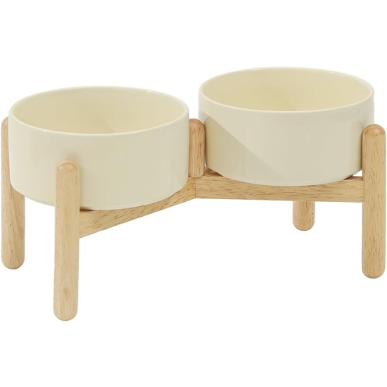 Havniva Ceramic 7.3inch Raised Double Bowls Set with Wooden Stand, Food & Water Bowls for Medium Breed Dogs, Weighted Dog Dishes, Pet Feeder( Light Green) Havniva Ceramic 7.3inch Raised Double Bowls Set with Wooden Stand, Food & Water Bowls for Medium Breed Dogs, Weighted Dog Dishes, Pet Feeder( Light Green)
