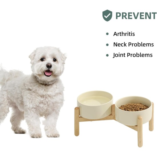 Havniva Ceramic 7.3inch Raised Double Bowls Set with Wooden Stand, Food & Water Bowls for Medium Breed Dogs, Weighted Dog Dishes, Pet Feeder( Light Green) Havniva Ceramic 7.3inch Raised Double Bowls Set with Wooden Stand, Food & Water Bowls for Medium Breed Dogs, Weighted Dog Dishes, Pet Feeder( Light Green)