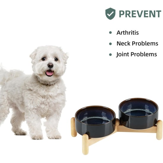 Havniva Ceramic 7.3inch Raised Double Bowls Set with Wooden Stand, Food & Water Bowls for Medium Breed Dogs, Weighted Dog Dishes, Pet Feeder( Light Green) Havniva Ceramic 7.3inch Raised Double Bowls Set with Wooden Stand, Food & Water Bowls for Medium Breed Dogs, Weighted Dog Dishes, Pet Feeder( Light Green)