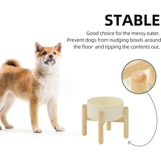 Havniva Ceramic 7.3inch Raised Double Bowls Set with Wooden Stand, Food & Water Bowls for Medium Breed Dogs, Weighted Dog Dishes, Pet Feeder( Light Green) Havniva Ceramic 7.3inch Raised Double Bowls Set with Wooden Stand, Food & Water Bowls for Medium Breed Dogs, Weighted Dog Dishes, Pet Feeder( Light Green)