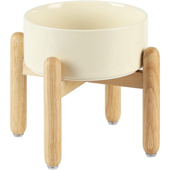 Havniva Ceramic 7.3inch Raised Double Bowls Set with Wooden Stand, Food & Water Bowls for Medium Breed Dogs, Weighted Dog Dishes, Pet Feeder( Light Green) Havniva Ceramic 7.3inch Raised Double Bowls Set with Wooden Stand, Food & Water Bowls for Medium Breed Dogs, Weighted Dog Dishes, Pet Feeder( Light Green)
