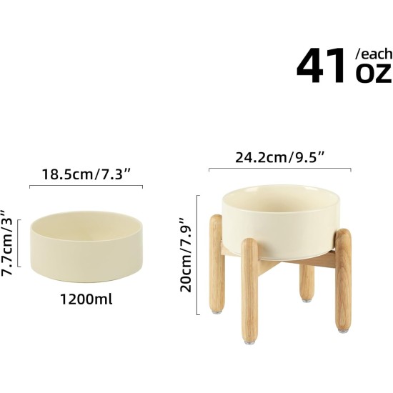 Havniva Ceramic 7.3inch Raised Double Bowls Set with Wooden Stand, Food & Water Bowls for Medium Breed Dogs, Weighted Dog Dishes, Pet Feeder( Light Green) Havniva Ceramic 7.3inch Raised Double Bowls Set with Wooden Stand, Food & Water Bowls for Medium Breed Dogs, Weighted Dog Dishes, Pet Feeder( Light Green)