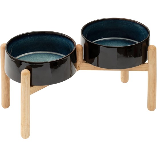 Havniva Ceramic 7.3inch Raised Double Bowls Set with Wooden Stand, Food & Water Bowls for Medium Breed Dogs, Weighted Dog Dishes, Pet Feeder( Light Green) Havniva Ceramic 7.3inch Raised Double Bowls Set with Wooden Stand, Food & Water Bowls for Medium Breed Dogs, Weighted Dog Dishes, Pet Feeder( Light Green)