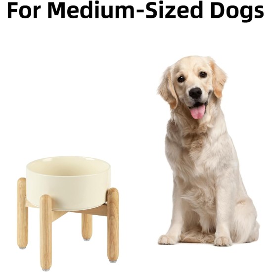 Havniva Ceramic 7.3inch Raised Double Bowls Set with Wooden Stand, Food & Water Bowls for Medium Breed Dogs, Weighted Dog Dishes, Pet Feeder( Light Green) Havniva Ceramic 7.3inch Raised Double Bowls Set with Wooden Stand, Food & Water Bowls for Medium Breed Dogs, Weighted Dog Dishes, Pet Feeder( Light Green)