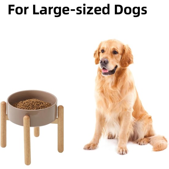 Havniva Ceramic 7.3inch Raised Double Bowls Set with Wooden Stand, Food & Water Bowls for Medium Breed Dogs, Weighted Dog Dishes, Pet Feeder( Light Green) Havniva Ceramic 7.3inch Raised Double Bowls Set with Wooden Stand, Food & Water Bowls for Medium Breed Dogs, Weighted Dog Dishes, Pet Feeder( Light Green)