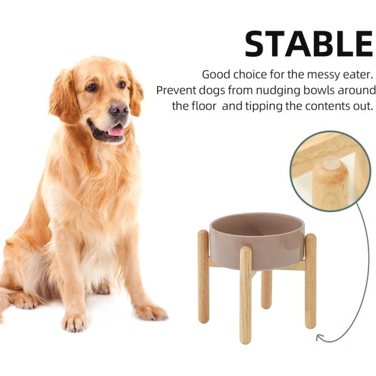 Havniva Ceramic 7.3inch Raised Double Bowls Set with Wooden Stand, Food & Water Bowls for Medium Breed Dogs, Weighted Dog Dishes, Pet Feeder( Light Green) Havniva Ceramic 7.3inch Raised Double Bowls Set with Wooden Stand, Food & Water Bowls for Medium Breed Dogs, Weighted Dog Dishes, Pet Feeder( Light Green)