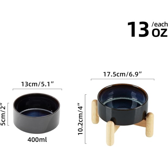 Havniva Ceramic 7.3inch Raised Double Bowls Set with Wooden Stand, Food & Water Bowls for Medium Breed Dogs, Weighted Dog Dishes, Pet Feeder( Light Green) Havniva Ceramic 7.3inch Raised Double Bowls Set with Wooden Stand, Food & Water Bowls for Medium Breed Dogs, Weighted Dog Dishes, Pet Feeder( Light Green)