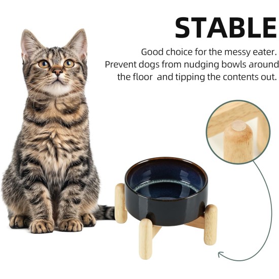 Havniva Ceramic 7.3inch Raised Double Bowls Set with Wooden Stand, Food & Water Bowls for Medium Breed Dogs, Weighted Dog Dishes, Pet Feeder( Light Green) Havniva Ceramic 7.3inch Raised Double Bowls Set with Wooden Stand, Food & Water Bowls for Medium Breed Dogs, Weighted Dog Dishes, Pet Feeder( Light Green)