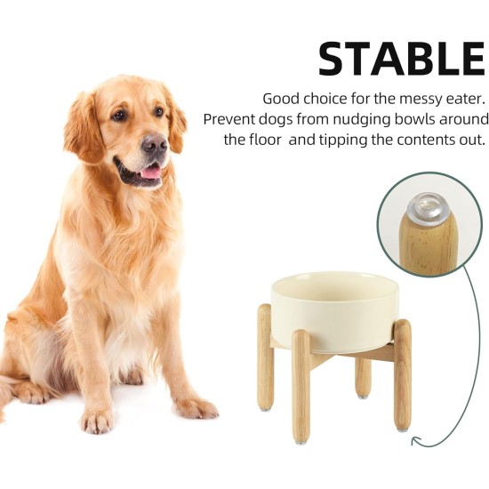 Havniva Ceramic 7.3inch Raised Double Bowls Set with Wooden Stand, Food & Water Bowls for Medium Breed Dogs, Weighted Dog Dishes, Pet Feeder( Light Green) Havniva Ceramic 7.3inch Raised Double Bowls Set with Wooden Stand, Food & Water Bowls for Medium Breed Dogs, Weighted Dog Dishes, Pet Feeder( Light Green)