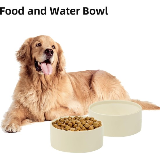 Havniva Ceramic 7.3inch Raised Double Bowls Set with Wooden Stand, Food & Water Bowls for Medium Breed Dogs, Weighted Dog Dishes, Pet Feeder( Light Green) Havniva Ceramic 7.3inch Raised Double Bowls Set with Wooden Stand, Food & Water Bowls for Medium Breed Dogs, Weighted Dog Dishes, Pet Feeder( Light Green)