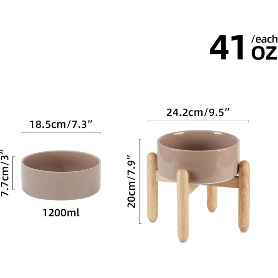 Havniva Ceramic 7.3inch Raised Double Bowls Set with Wooden Stand, Food & Water Bowls for Medium Breed Dogs, Weighted Dog Dishes, Pet Feeder( Light Green) Havniva Ceramic 7.3inch Raised Double Bowls Set with Wooden Stand, Food & Water Bowls for Medium Breed Dogs, Weighted Dog Dishes, Pet Feeder( Light Green)