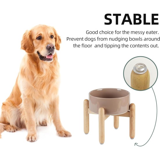 Havniva Ceramic 7.3inch Raised Double Bowls Set with Wooden Stand, Food & Water Bowls for Medium Breed Dogs, Weighted Dog Dishes, Pet Feeder( Light Green) Havniva Ceramic 7.3inch Raised Double Bowls Set with Wooden Stand, Food & Water Bowls for Medium Breed Dogs, Weighted Dog Dishes, Pet Feeder( Light Green)