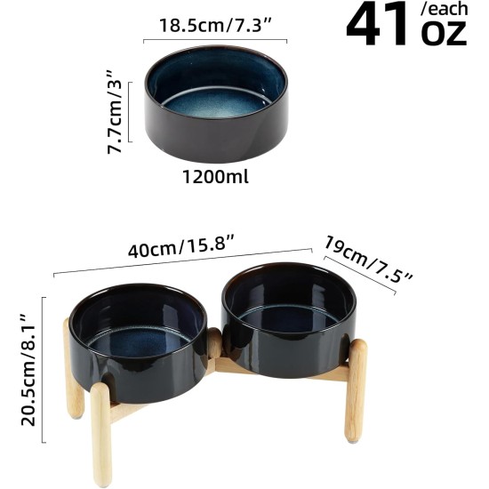 Havniva Ceramic 7.3inch Raised Double Bowls Set with Wooden Stand, Food & Water Bowls for Medium Breed Dogs, Weighted Dog Dishes, Pet Feeder( Light Green) Havniva Ceramic 7.3inch Raised Double Bowls Set with Wooden Stand, Food & Water Bowls for Medium Breed Dogs, Weighted Dog Dishes, Pet Feeder( Light Green)