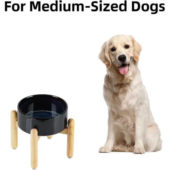 Havniva Ceramic 7.3inch Raised Double Bowls Set with Wooden Stand, Food & Water Bowls for Medium Breed Dogs, Weighted Dog Dishes, Pet Feeder( Light Green) Havniva Ceramic 7.3inch Raised Double Bowls Set with Wooden Stand, Food & Water Bowls for Medium Breed Dogs, Weighted Dog Dishes, Pet Feeder( Light Green)