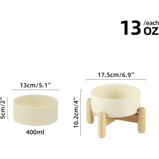 Havniva Ceramic 7.3inch Raised Double Bowls Set with Wooden Stand, Food & Water Bowls for Medium Breed Dogs, Weighted Dog Dishes, Pet Feeder( Light Green) Havniva Ceramic 7.3inch Raised Double Bowls Set with Wooden Stand, Food & Water Bowls for Medium Breed Dogs, Weighted Dog Dishes, Pet Feeder( Light Green)