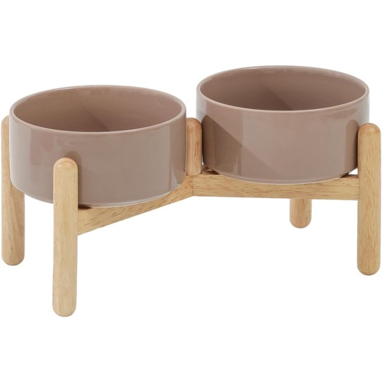 Havniva Ceramic 7.3inch Raised Double Bowls Set with Wooden Stand, Food & Water Bowls for Medium Breed Dogs, Weighted Dog Dishes, Pet Feeder( Light Green) Havniva Ceramic 7.3inch Raised Double Bowls Set with Wooden Stand, Food & Water Bowls for Medium Breed Dogs, Weighted Dog Dishes, Pet Feeder( Light Green)