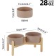 Havniva Ceramic 7.3inch Raised Double Bowls Set with Wooden Stand, Food & Water Bowls for Medium Breed Dogs, Weighted Dog Dishes, Pet Feeder( Light Green) Havniva Ceramic 7.3inch Raised Double Bowls Set with Wooden Stand, Food & Water Bowls for Medium Breed Dogs, Weighted Dog Dishes, Pet Feeder( Light Green)