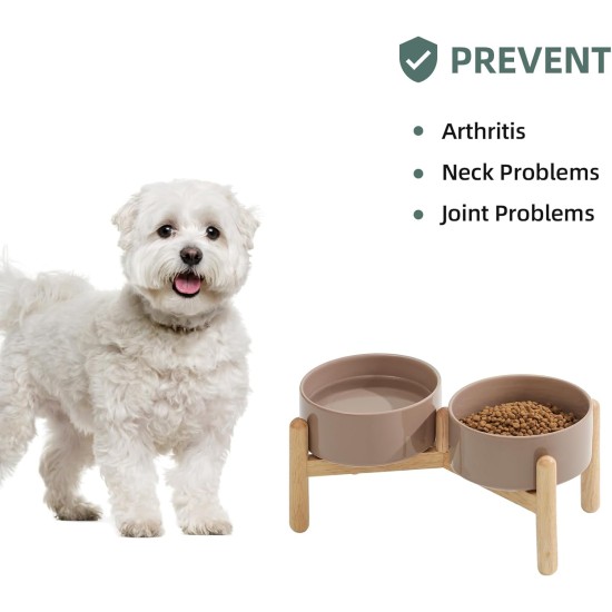 Havniva Ceramic 7.3inch Raised Double Bowls Set with Wooden Stand, Food & Water Bowls for Medium Breed Dogs, Weighted Dog Dishes, Pet Feeder( Light Green) Havniva Ceramic 7.3inch Raised Double Bowls Set with Wooden Stand, Food & Water Bowls for Medium Breed Dogs, Weighted Dog Dishes, Pet Feeder( Light Green)