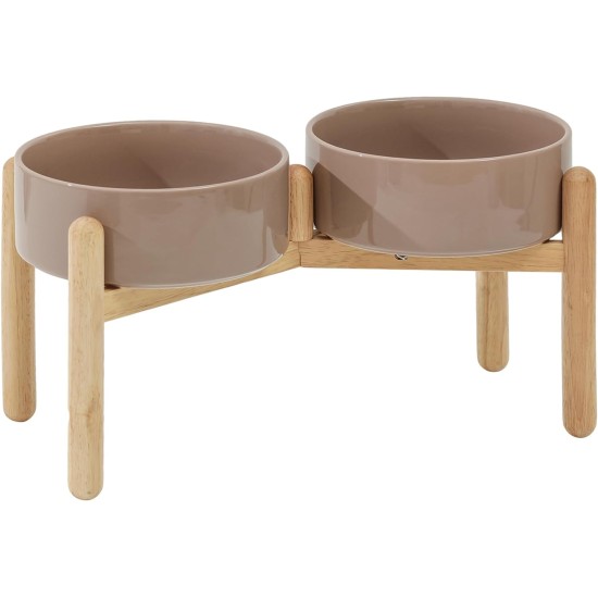 Havniva Elevated Ceramic Pet Bowl, 18cm, Raised Pet Bowl with Wooden Stand, Food and Water Bowl for Medium Breeds, Weighted Dog Bowl, Pet Bowl (1.2L, Light Green) Havniva Elevated Ceramic Pet Bowl, 18cm, Raised Pet Bowl with Wooden Stand, Food and Water Bowl for Medium Breeds, Weighted Dog Bowl, Pet Bowl (1.2L, Light Green)