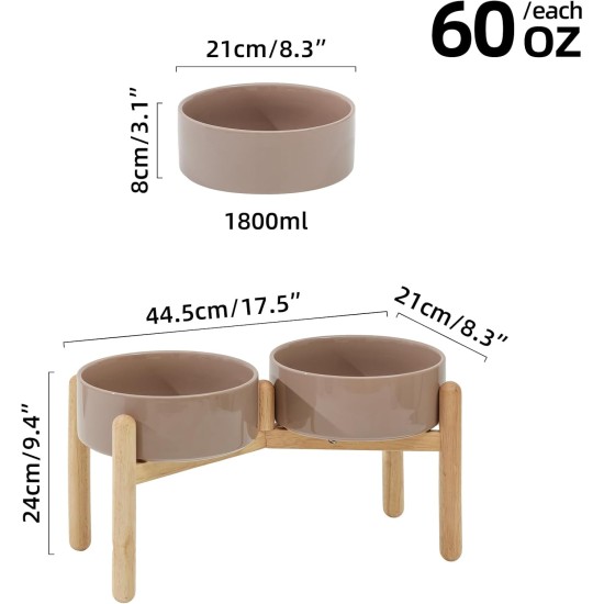 Havniva Elevated Ceramic Pet Bowl, 18cm, Raised Pet Bowl with Wooden Stand, Food and Water Bowl for Medium Breeds, Weighted Dog Bowl, Pet Bowl (1.2L, Light Green) Havniva Elevated Ceramic Pet Bowl, 18cm, Raised Pet Bowl with Wooden Stand, Food and Water Bowl for Medium Breeds, Weighted Dog Bowl, Pet Bowl (1.2L, Light Green)
