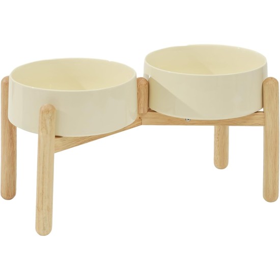 Havniva Elevated Ceramic Pet Bowl, 18cm, Raised Pet Bowl with Wooden Stand, Food and Water Bowl for Medium Breeds, Weighted Dog Bowl, Pet Bowl (1.2L, Light Green) Havniva Elevated Ceramic Pet Bowl, 18cm, Raised Pet Bowl with Wooden Stand, Food and Water Bowl for Medium Breeds, Weighted Dog Bowl, Pet Bowl (1.2L, Light Green)