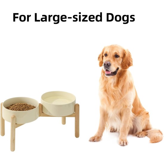 Havniva Elevated Ceramic Pet Bowl, 18cm, Raised Pet Bowl with Wooden Stand, Food and Water Bowl for Medium Breeds, Weighted Dog Bowl, Pet Bowl (1.2L, Light Green) Havniva Elevated Ceramic Pet Bowl, 18cm, Raised Pet Bowl with Wooden Stand, Food and Water Bowl for Medium Breeds, Weighted Dog Bowl, Pet Bowl (1.2L, Light Green)