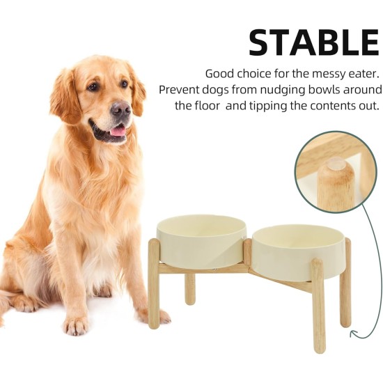 Havniva Elevated Ceramic Pet Bowl, 18cm, Raised Pet Bowl with Wooden Stand, Food and Water Bowl for Medium Breeds, Weighted Dog Bowl, Pet Bowl (1.2L, Light Green) Havniva Elevated Ceramic Pet Bowl, 18cm, Raised Pet Bowl with Wooden Stand, Food and Water Bowl for Medium Breeds, Weighted Dog Bowl, Pet Bowl (1.2L, Light Green)