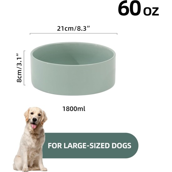 Havniva Elevated Ceramic Pet Bowl, 18cm, Raised Pet Bowl with Wooden Stand, Food and Water Bowl for Medium Breeds, Weighted Dog Bowl, Pet Bowl (1.2L, Light Green) Havniva Elevated Ceramic Pet Bowl, 18cm, Raised Pet Bowl with Wooden Stand, Food and Water Bowl for Medium Breeds, Weighted Dog Bowl, Pet Bowl (1.2L, Light Green)