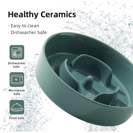 Havniva Small Dog Bowl Ceramic Slow Feeder Bowl for Small Dogs, Slow Feeder Bowl, Slow Drinking, Stops Bloating, Prevents Choking (1 x Light Green + Stand, 15.5cm) Havniva Small Dog Bowl Ceramic Slow Feeder Bowl for Small Dogs, Slow Feeder Bowl, Slow Drinking, Stops Bloating, Prevents Choking (1 x Light Green + Stand, 15.5cm)