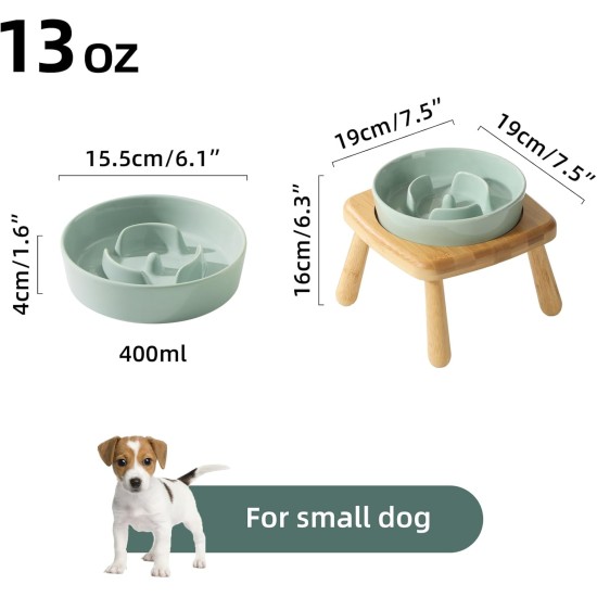 Havniva Small Dog Bowl Ceramic Slow Feeder Bowl for Small Dogs, Slow Feeder Bowl, Slow Drinking, Stops Bloating, Prevents Choking (1 x Light Green + Stand, 15.5cm) Havniva Small Dog Bowl Ceramic Slow Feeder Bowl for Small Dogs, Slow Feeder Bowl, Slow Drinking, Stops Bloating, Prevents Choking (1 x Light Green + Stand, 15.5cm)