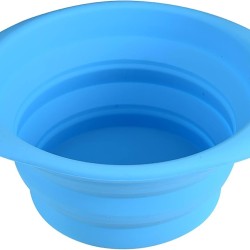 Hearts&Homies Round Collapsible Silicone Pet Bowl, Blue, 18 x 15 x 7.7 cm