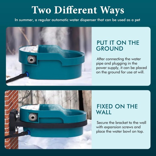 Heated Water Bowl for Dogs Water Bowl Drinking Bowl Wall Mounted 2.3 L Automatic Filling Water Drinker for Pets with Float Valve Heated Water Bowl for Dogs Water Bowl Drinking Bowl Wall Mounted 2.3 L Automatic Filling Water Drinker for Pets with Float Valve