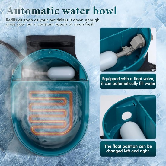 Heated Water Bowl for Dogs Water Bowl Drinking Bowl Wall Mounted 2.3 L Automatic Filling Water Drinker for Pets with Float Valve Heated Water Bowl for Dogs Water Bowl Drinking Bowl Wall Mounted 2.3 L Automatic Filling Water Drinker for Pets with Float Valve