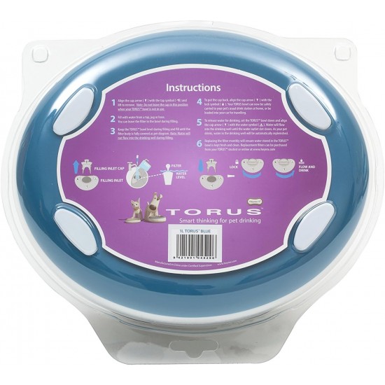 Heyrex Torus Water Bowl System, 1 Litre - Blue Heyrex Torus Water Bowl System, 1 Litre - Blue