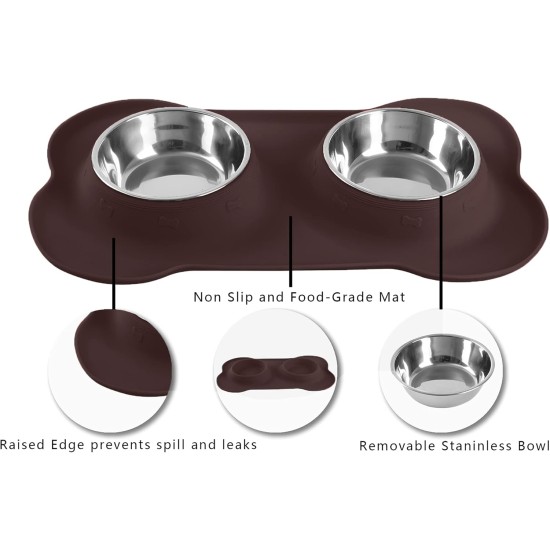 Hubulk Pet Dog Bowls, 2 Stainless Steel Dog Bowls with Leak Proof Non-Slip Silicone Mat + Pet Food Scoop, Water and Food Bowls for Feeding Small Puppies (XL, Mint Green) Hubulk Pet Dog Bowls, 2 Stainless Steel Dog Bowls with Leak Proof Non-Slip Silicone Mat + Pet Food Scoop, Water and Food Bowls for Feeding Small Puppies (XL, Mint Green)