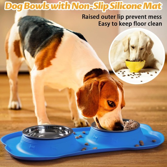 Hubulk Pet Dog Bowls, 2 Stainless Steel Dog Bowls with Leak Proof Non-Slip Silicone Mat + Pet Food Scoop, Water and Food Bowls for Feeding Small Puppies (XL, Mint Green) Hubulk Pet Dog Bowls, 2 Stainless Steel Dog Bowls with Leak Proof Non-Slip Silicone Mat + Pet Food Scoop, Water and Food Bowls for Feeding Small Puppies (XL, Mint Green)